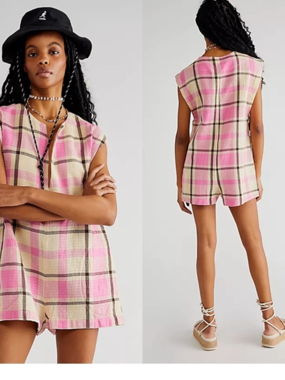 Free People Market Towel Poncho Romper Sz M pockets